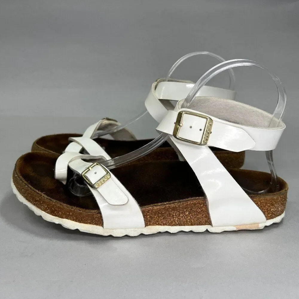 Birkenstock‎ Women's Size 7 Mayari White Patent Leahter Birko-Flor Sandals